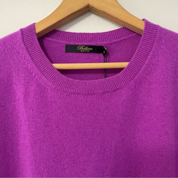 New Bellina Purple Extra Fine Merino Wool Cashmere Blend Sweater Medium bin 4E - Picture 4 of 6
